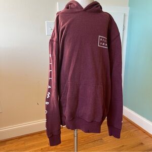 Billabong Burgundy Hooded Shirt. Fits like an XS or kids 14/16